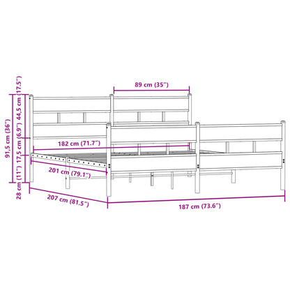 Estrutura cama sem colchão 180x200 cm metal carvalho castanho