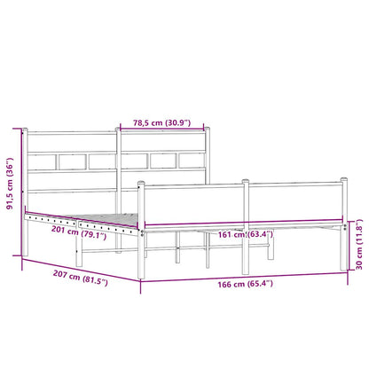 Estrutura de cama sem colchão 160x200cm metal carvalho sonoma
