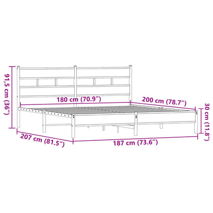 Estrutura cama sem colchão 180x200 cm metal carvalho castanho