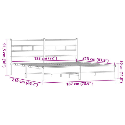 Estrutura cama sem colchão 183x213 cm metal carvalho castanho