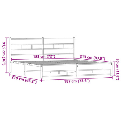 Estrutura cama sem colchão 183x213 cm metal carvalho castanho