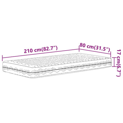 Colchão de espuma 80x210 cm dureza H2 H3 branco