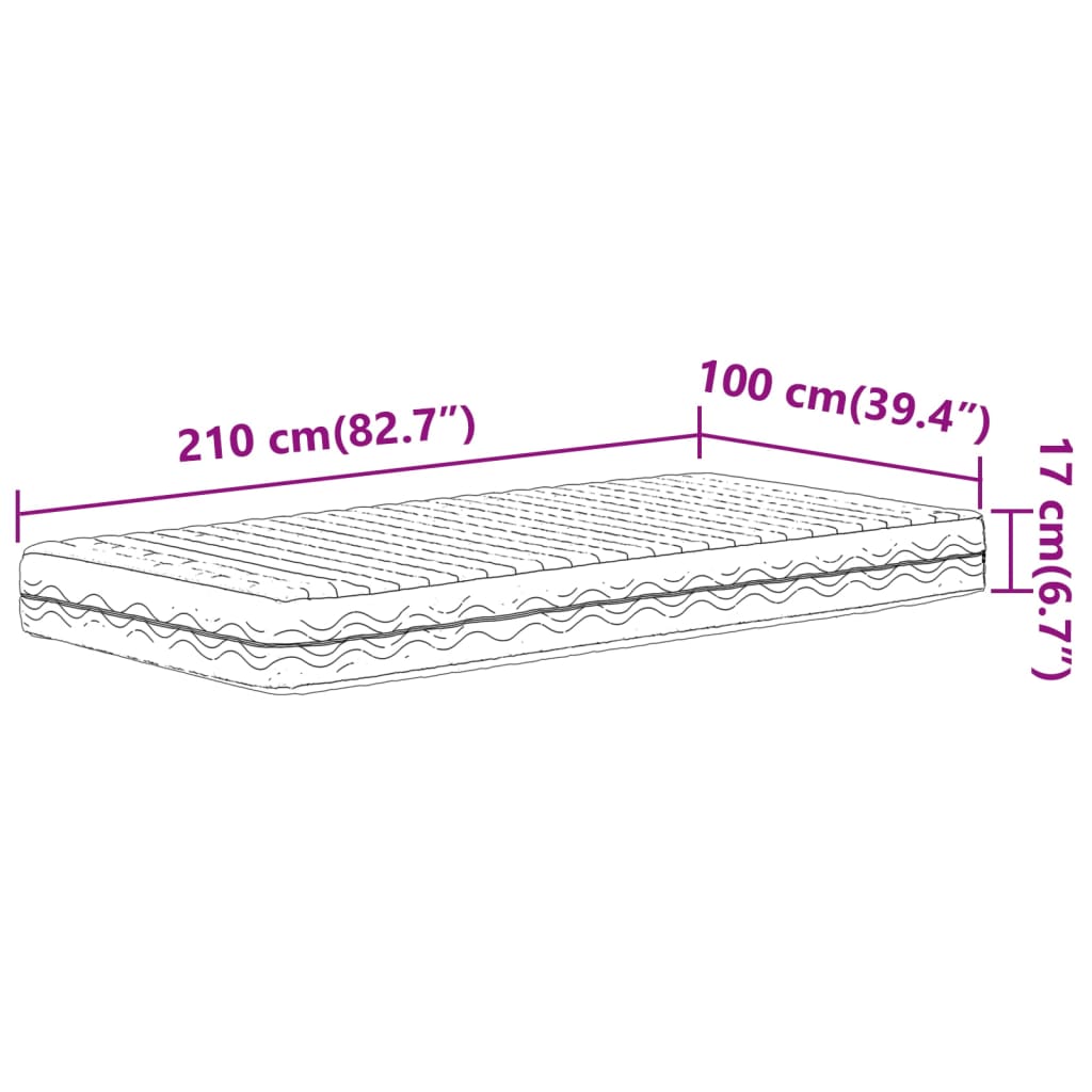 Colchão de espuma 100x210 cm dureza H2 H3 branco