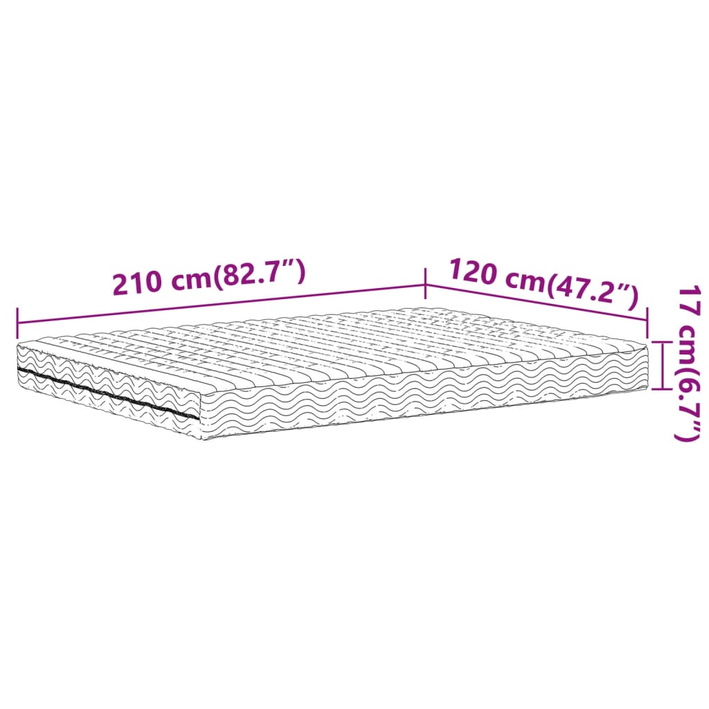 Colchão de espuma 120x210 cm dureza H2 H3 branco