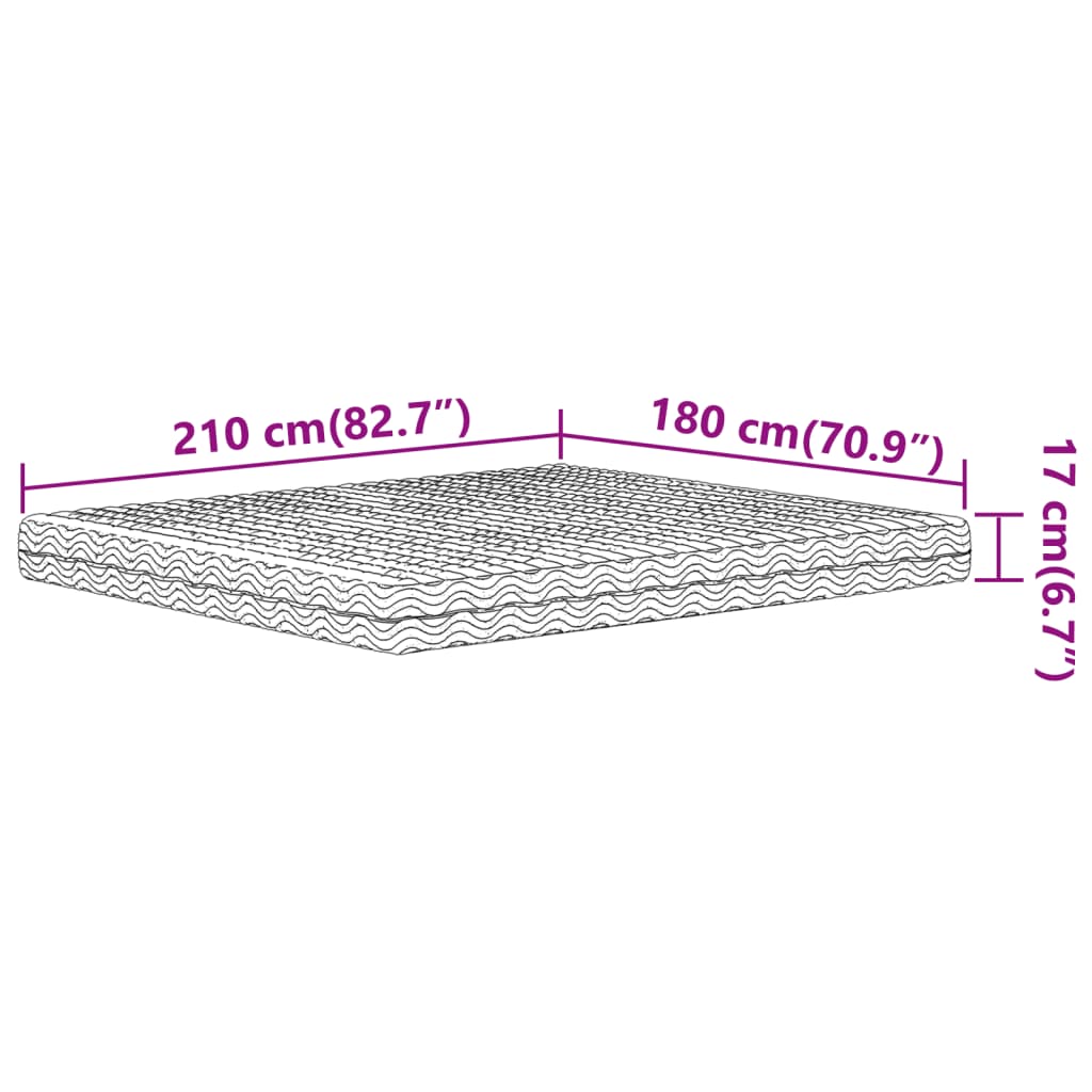 Colchão de espuma 180x210 cm dureza H2 H3 branco