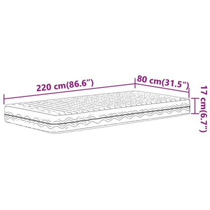 Colchão de espuma 80x220 cm dureza H2 H3 branco