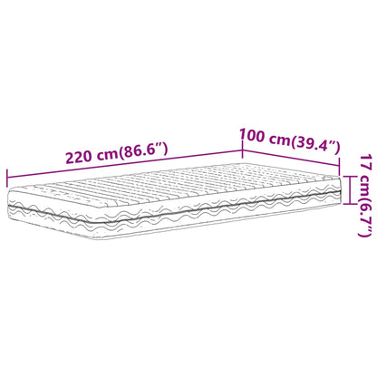 Colchão de espuma 100x220 cm dureza H2 H3 branco