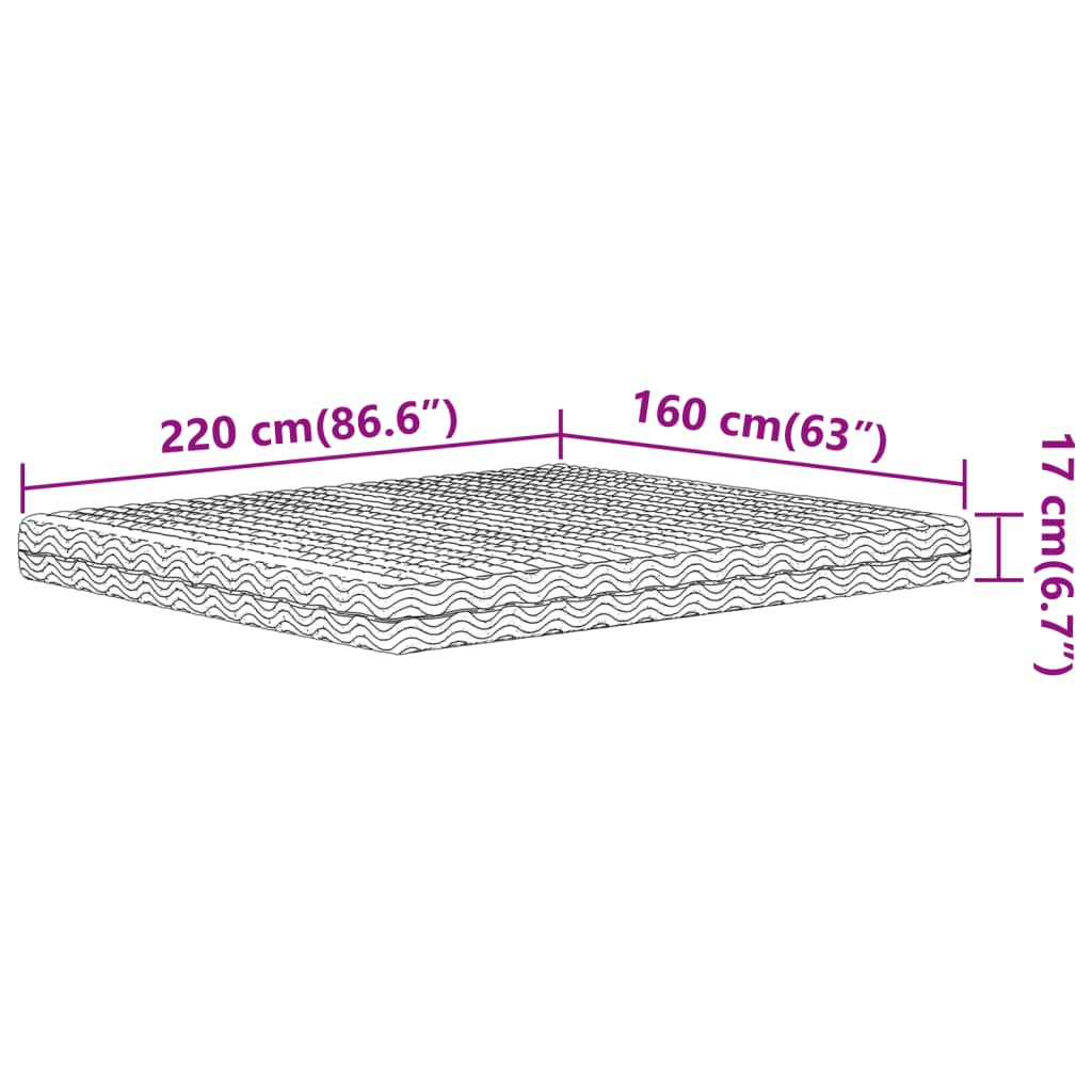 Colchão de espuma 160x220 cm dureza H2 H3 branco