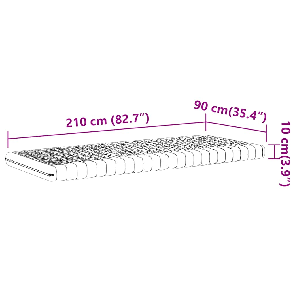 Colchão de espuma 90x210 cm 7 zonas dureza 20 ILD branco