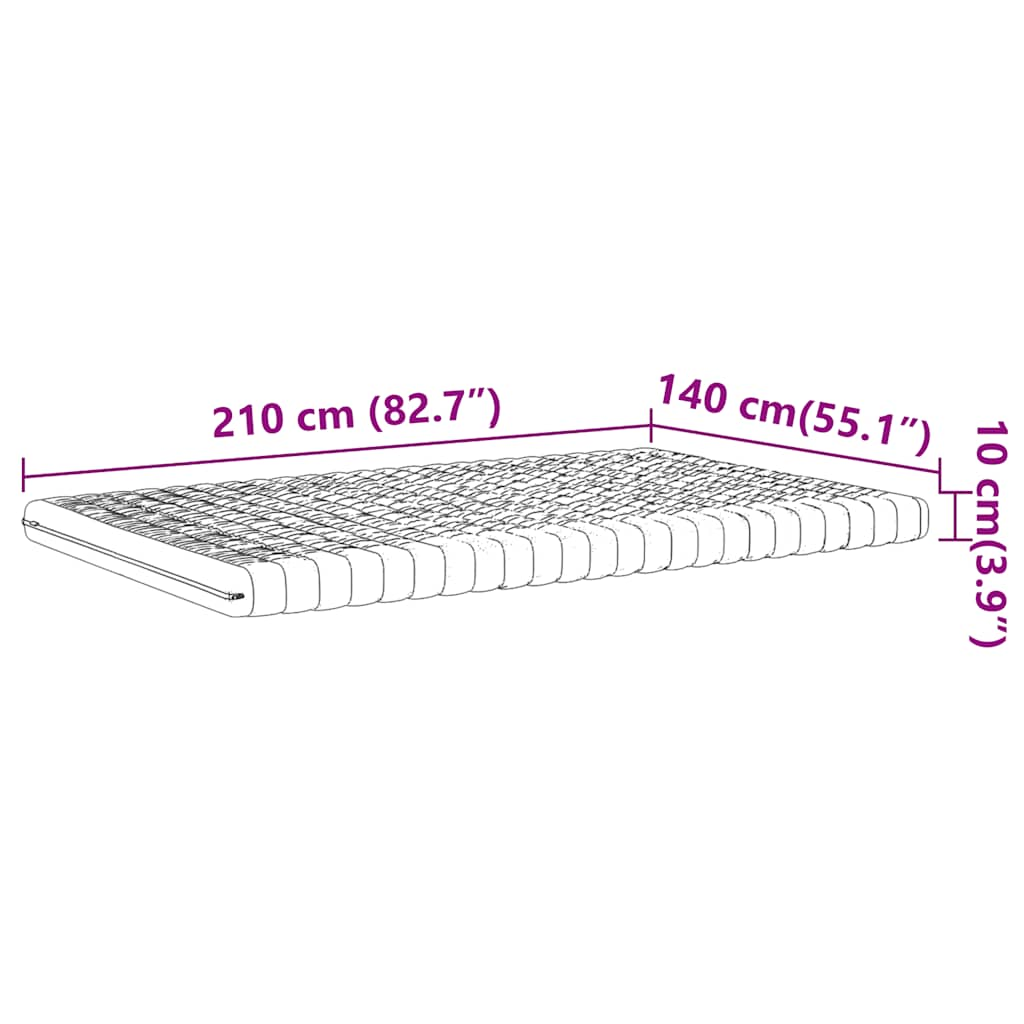 Colchão de espuma 140x210 cm 7 zonas dureza 20 ILD branco