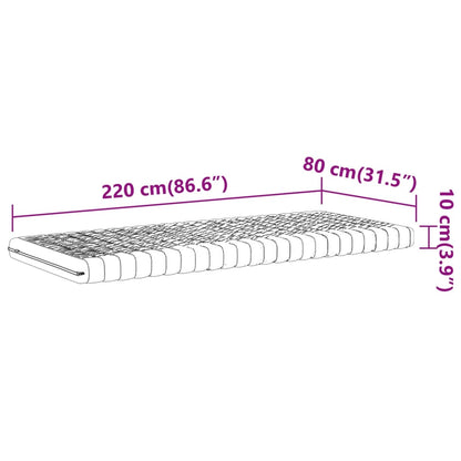 Colchão de espuma 80x220 cm 7 zonas dureza 20 ILD branco