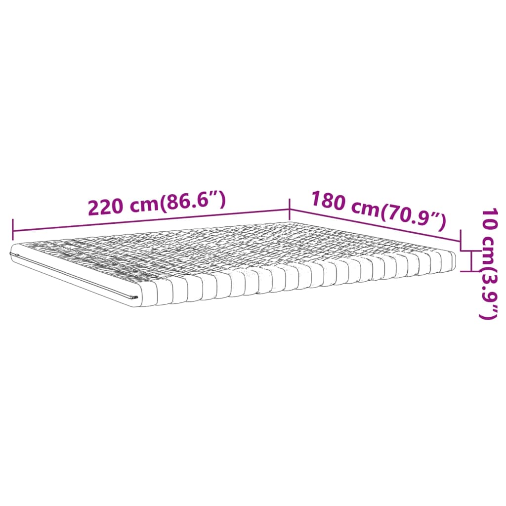 Colchão de espuma 180x220 cm 7 zonas dureza 20 ILD branco