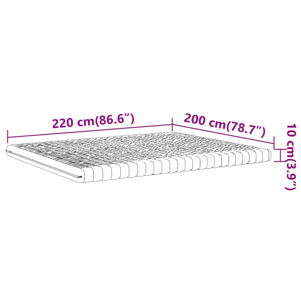 Colchão de espuma 200x220 cm 7 zonas dureza 20 ILD branco