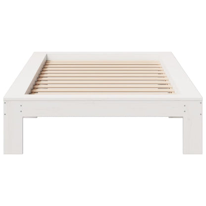 Cama sem colchão 100x200 cm madeira de pinho maciça branco