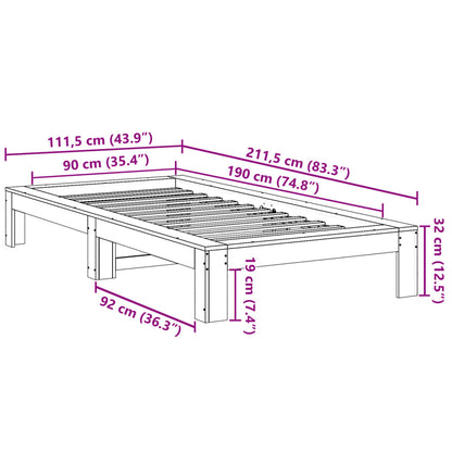 Cama sem colchão 90x190 cm madeira de pinho maciça castanho-mel