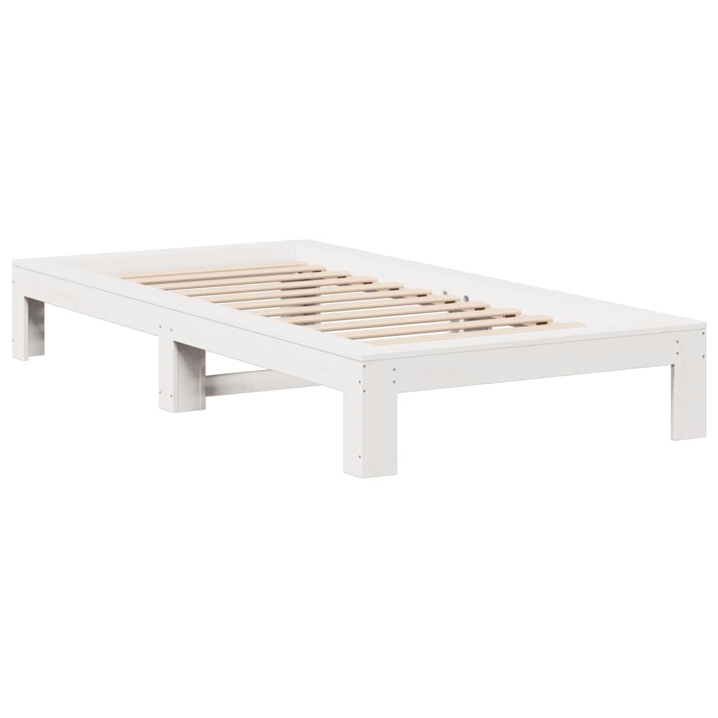 Cama sem colchão 75x190 cm madeira de pinho maciça branco