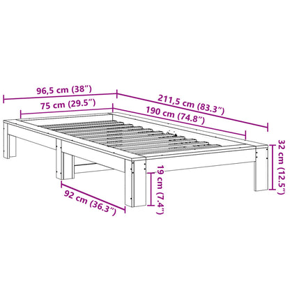 Cama sem colchão 75x190 cm madeira de pinho maciça branco