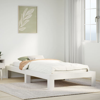 Cama sem colchão 75x190 cm madeira de pinho maciça branco