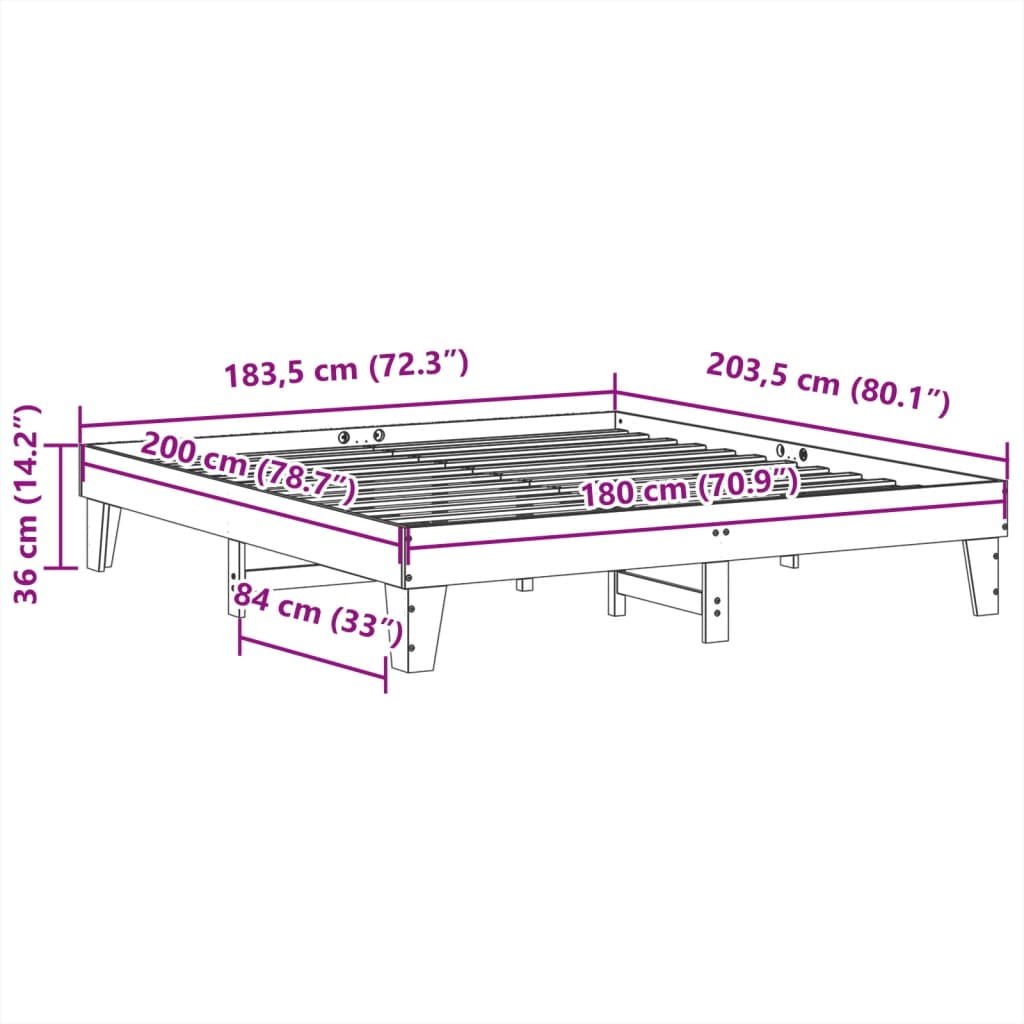 Cama sem colchão 180x200 cm madeira de pinho maciça