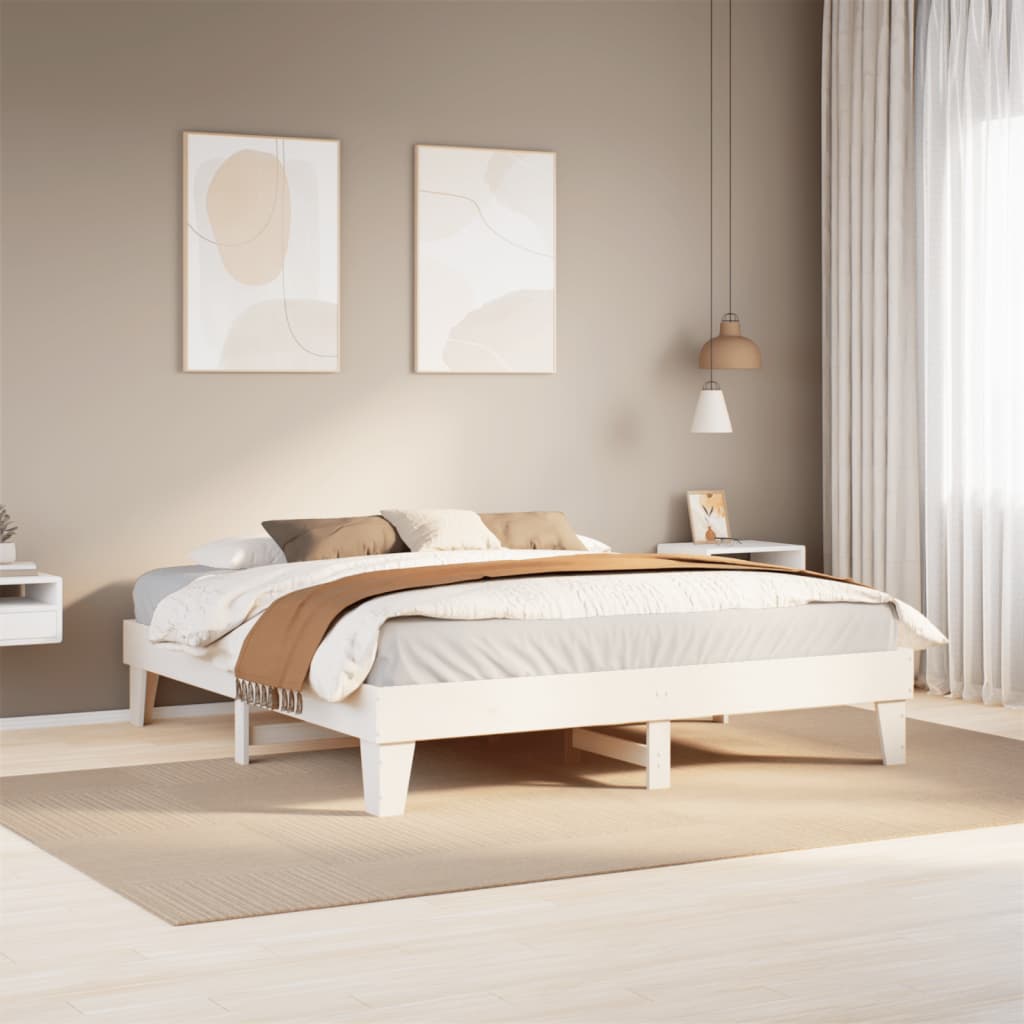 Cama sem colchão 180x200 cm madeira de pinho maciça branco