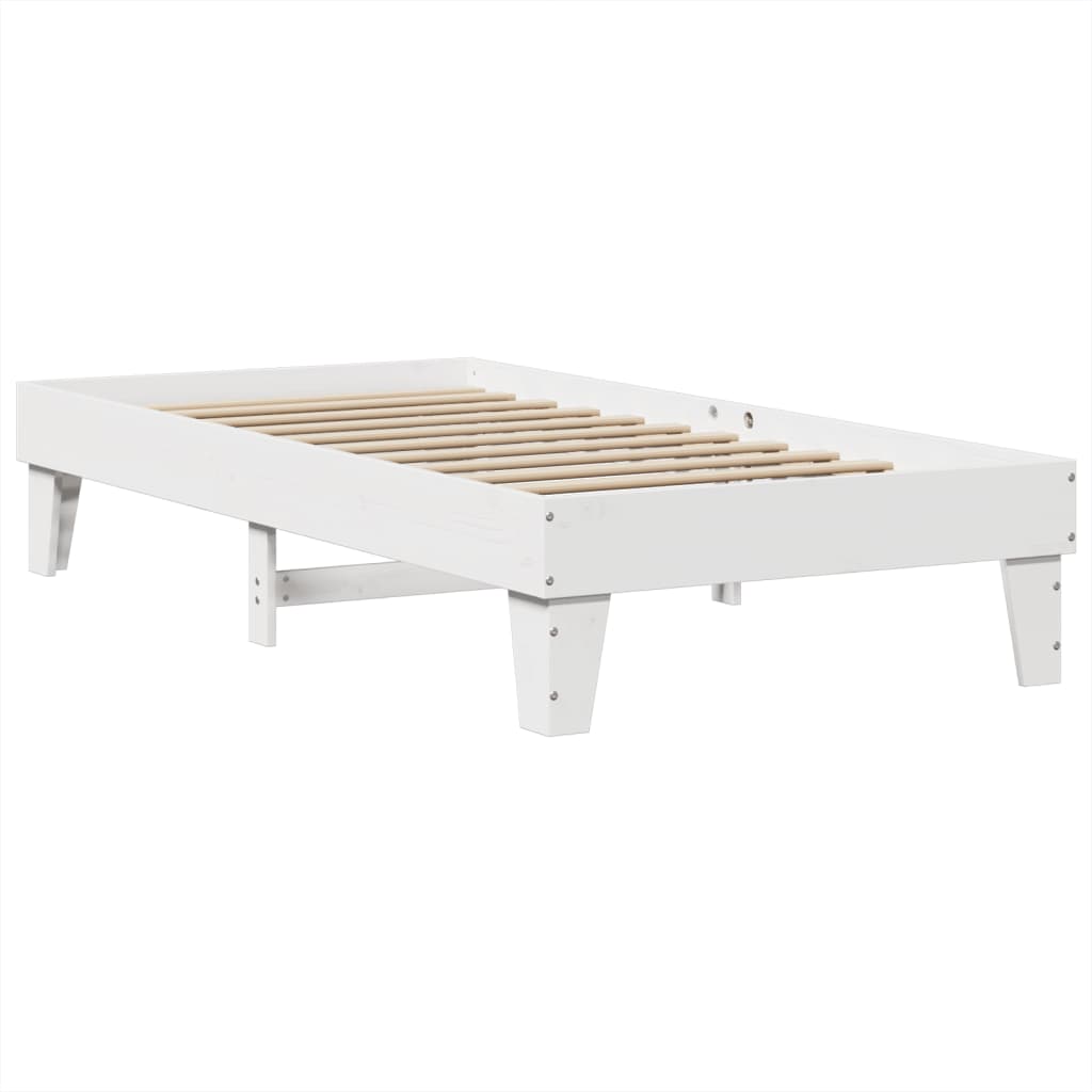 Cama sem colchão 90x200 cm madeira de pinho maciça branco