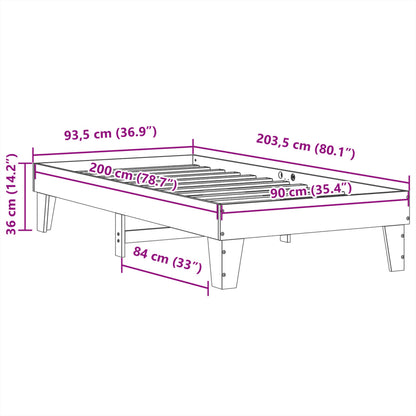 Cama sem colchão 90x200 cm madeira de pinho maciça branco