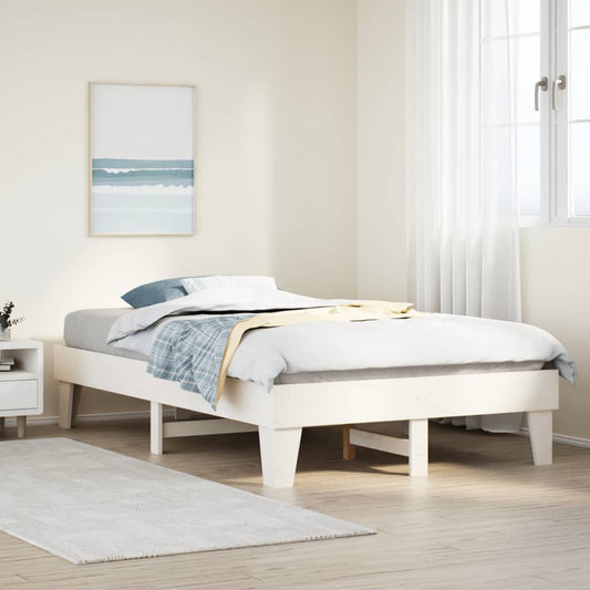 Cama sem colchão 135x190 cm madeira de pinho maciça branco