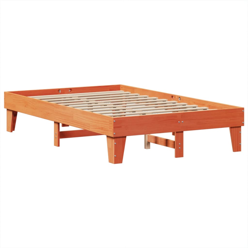 Cama sem colchão 135x190 cm madeira pinho maciça castanho-mel