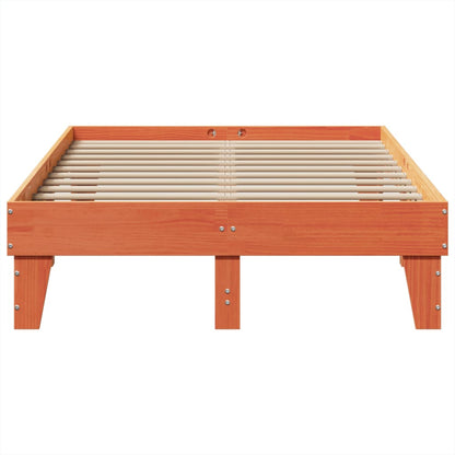 Cama sem colchão 135x190 cm madeira pinho maciça castanho-mel