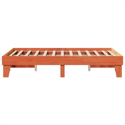 Cama sem colchão 135x190 cm madeira pinho maciça castanho-mel