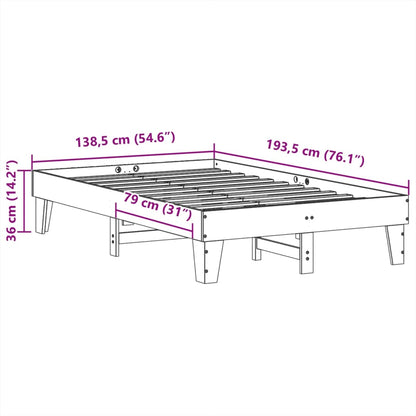 Cama sem colchão 135x190 cm madeira pinho maciça castanho-mel