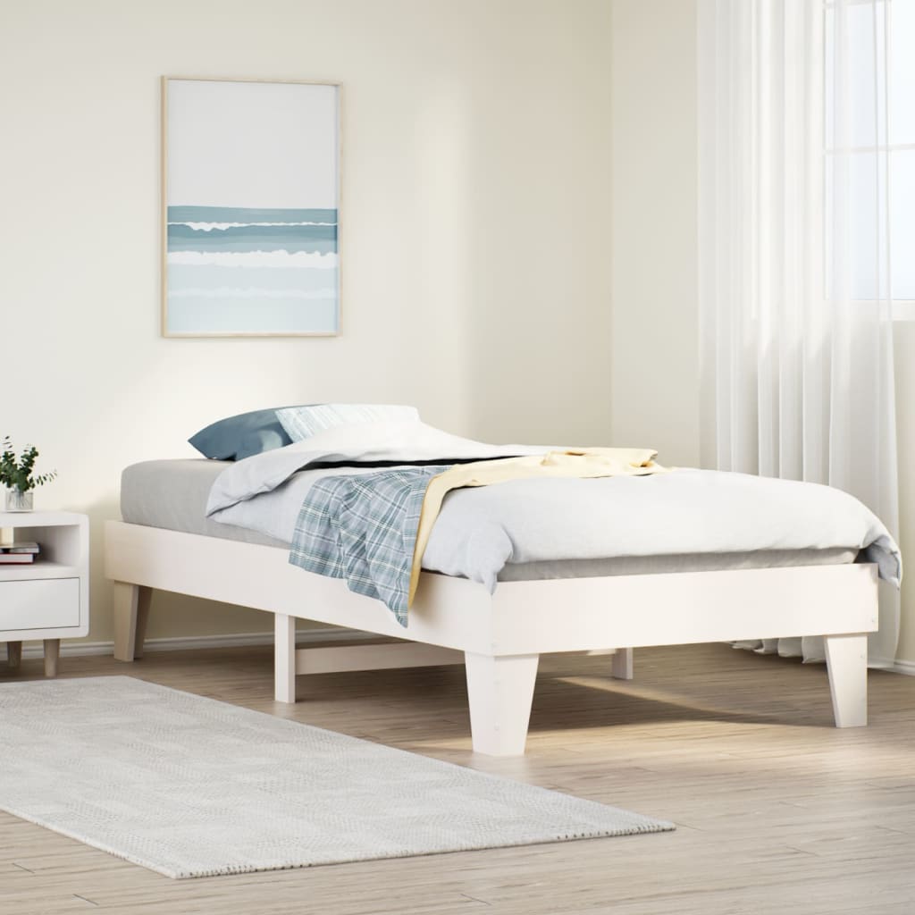 Cama sem colchão 75x190 cm madeira de pinho maciça branco