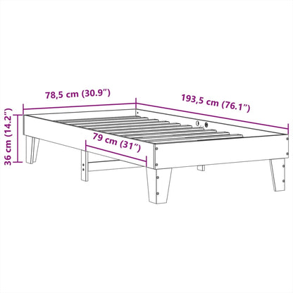 Cama sem colchão 75x190 cm madeira de pinho maciça castanho-mel