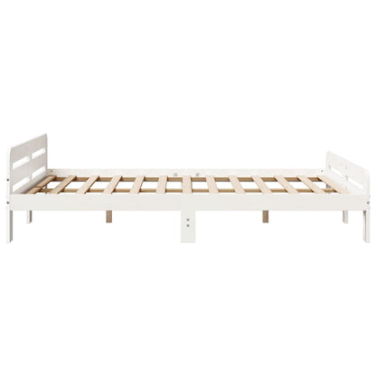 Cama sem colchão 140x190 cm madeira de pinho maciça branco