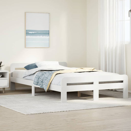 Cama sem colchão 135x190 cm madeira de pinho maciça branco