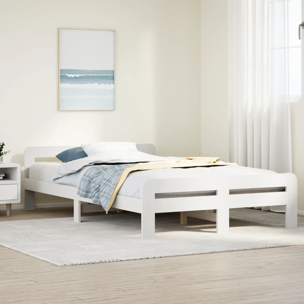 Cama sem colchão 120x190 cm madeira de pinho maciça branco