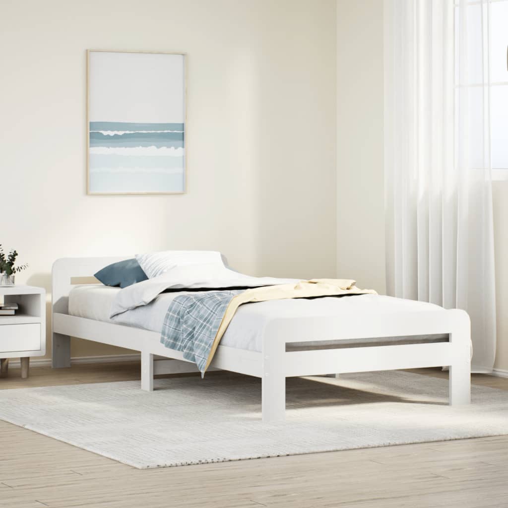 Cama sem colchão 90x190 cm madeira de pinho maciça branco