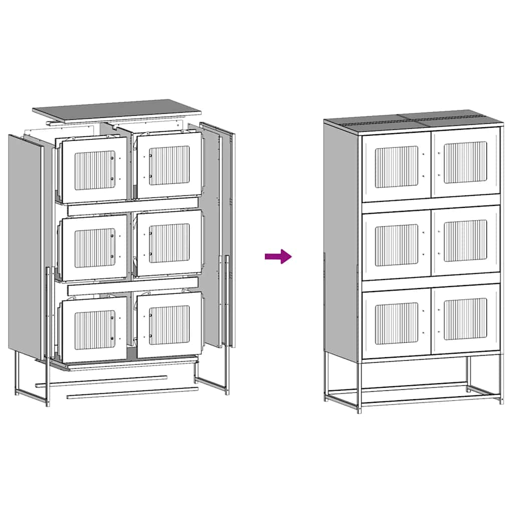 Aparador alto 68x39x123 cm aço branco