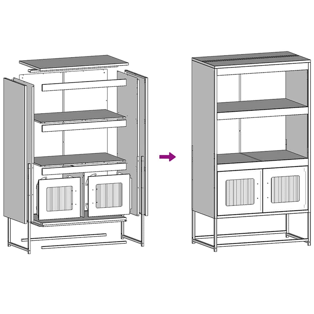 Aparador alto 68x39x123 cm aço branco