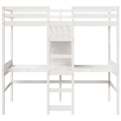 Cama alta sem colchão 80x200 cm pinho maciço branco