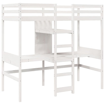 Cama alta sem colchão 75x190 cm pinho maciço branco