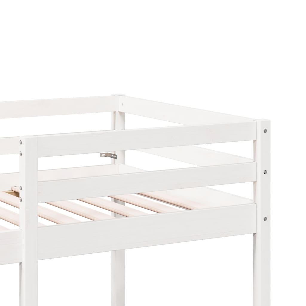 Cama alta c/ secretária/cadeiras 90x200 cm pinho maciço branco