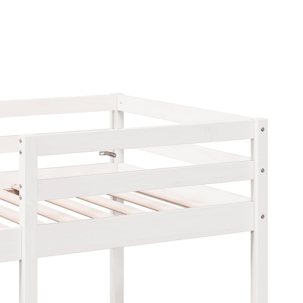 Cama alta c/ secretária/cadeiras 90x190 cm pinho maciço branco