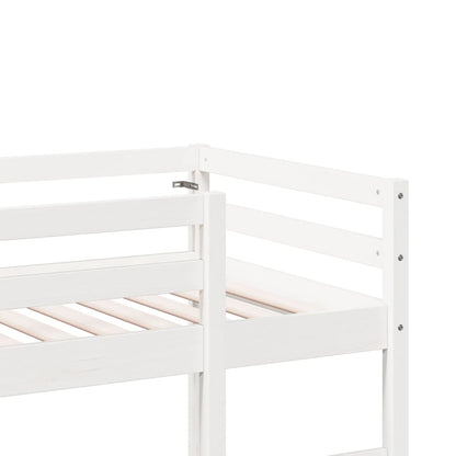 Cama alta com secretária 90x200 cm pinho maciço branco