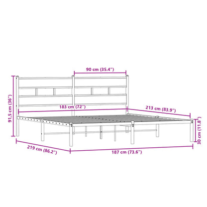 Estrutura de cama sem colchão 183x213cm metal carvalho fumado
