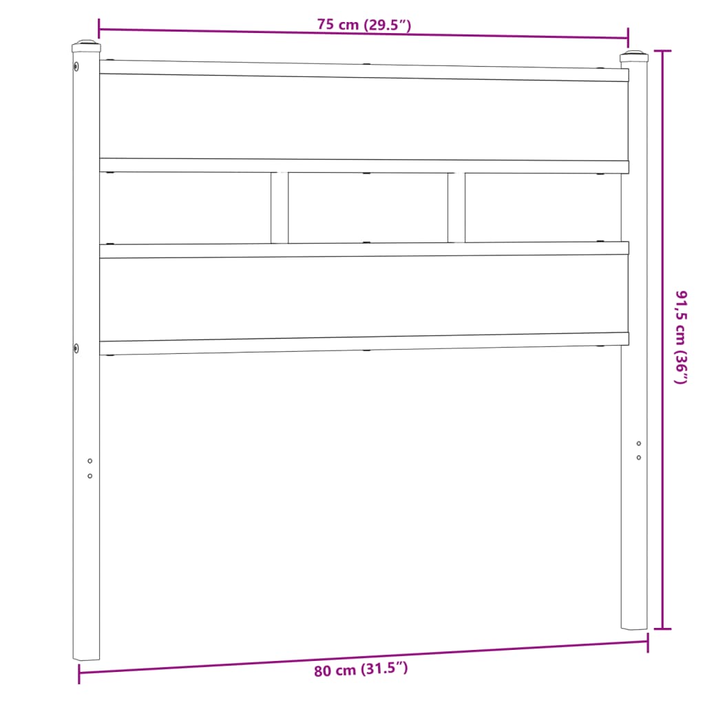 Cabeceira de cama 75 cm derivados madeira/ferro carvalho sonoma