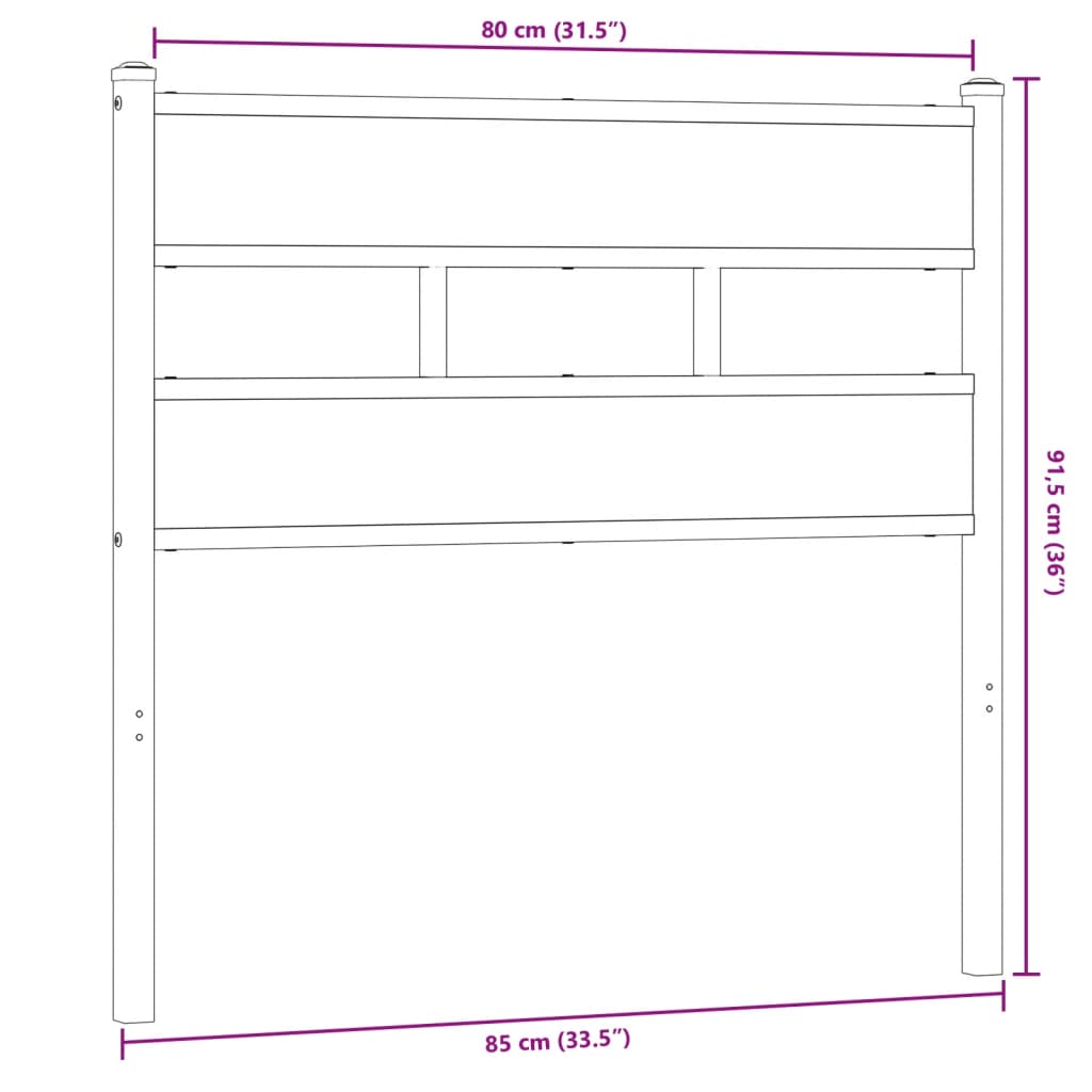 Cabeceira de cama 80 cm derivados madeira/ferro carvalho sonoma