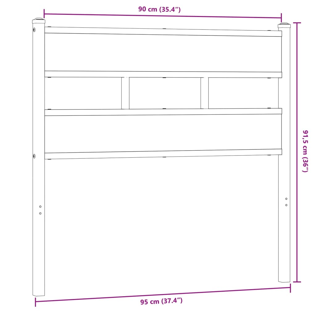 Cabeceira de cama 90 cm derivados madeira/ferro carvalho sonoma