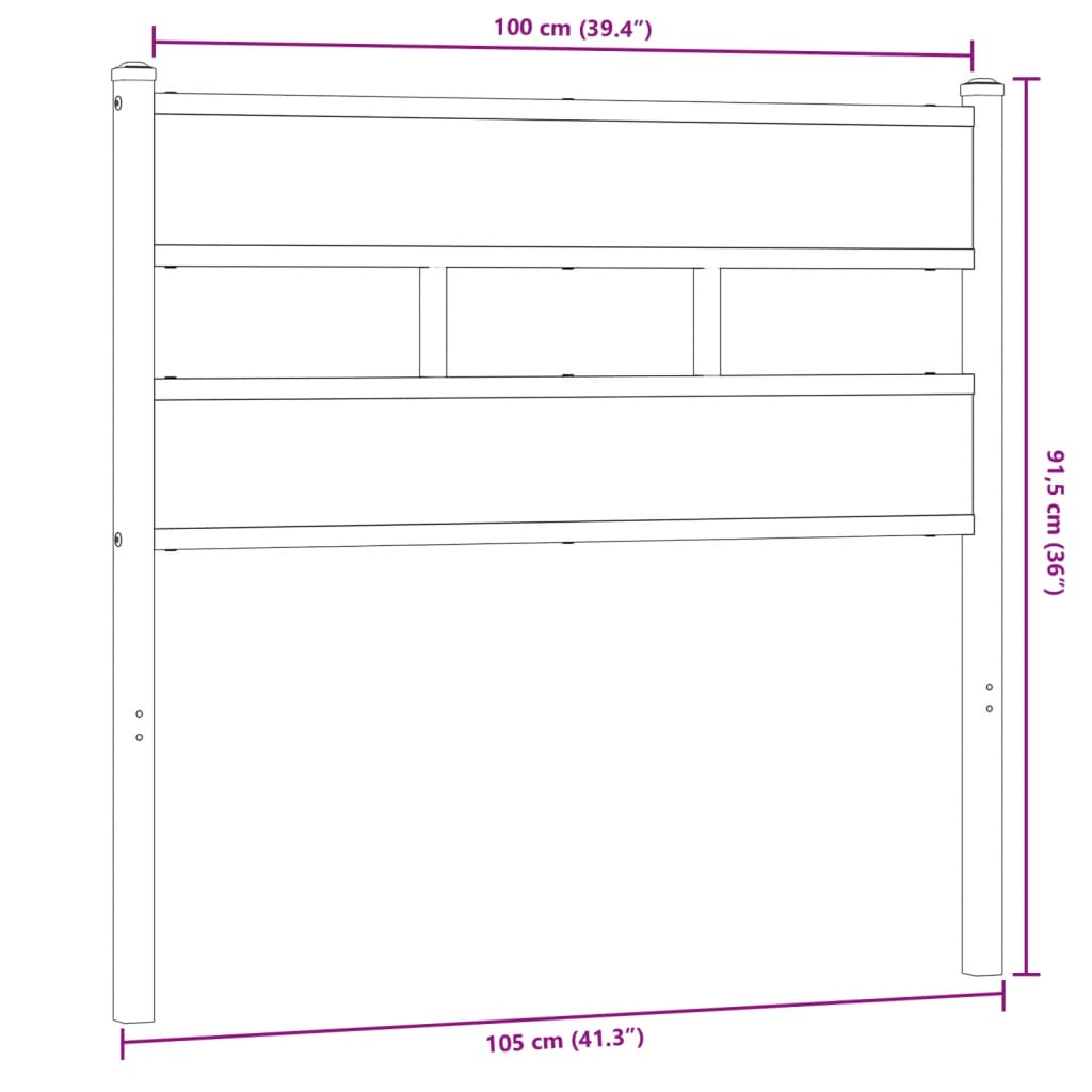 Cabeceira de cama 100cm derivados madeira/ferro carvalho sonoma