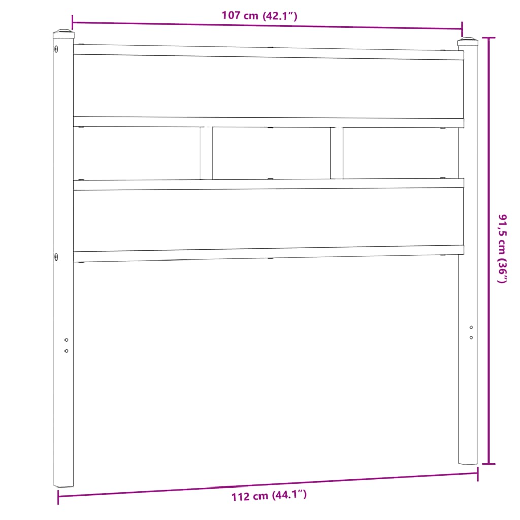 Cabeceira de cama 107cm derivados madeira/ferro carvalho sonoma